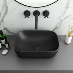 Arezzo 465 x 325mm Matt Black Curved Rectangular Counter Top Basin
