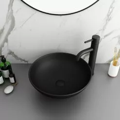 Arezzo 400mm Matt Black Round Counter Top Basin