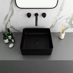 Arezzo 380 x 380mm Matt Black Square Counter Top Basin