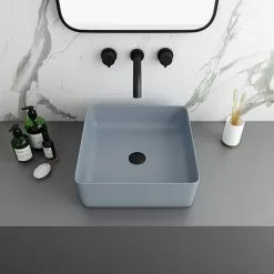 Arezzo 380 x 380mm Matt Grey Square Counter Top Basin