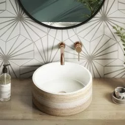 Arezzo Rustic Patterned Round Counter Top Basin - 410mm Diameter