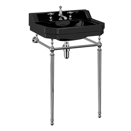 Burlington Jet Black Edwardian 56cm Medium Basin and Chrome Wash Stand 1 Burlington Jet Black Edwardian 56cm Medium Basin and Chrome Wash Stand