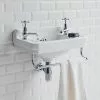 Burlington 51cm Cloakroom Basin with Towel Rail - 2 Tap Hole