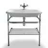 Clearwater - Large Traditional Roll Top Basin with Stainless Steel Stand - W750 x D470mm