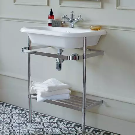 Clearwater - Large Traditional Roll Top Basin with Stainless Steel Stand - W750 x D470mm 4 Clearwater - Large Traditional Roll Top Basin with Stainless Steel Stand - W750 x D470mm - Image 4