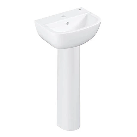 Grohe Bau 450mm 1TH Basin + Full Pedestal 1 Grohe Bau 450mm 1TH Basin + Full Pedestal