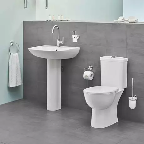 Grohe Bau 600mm 1TH Basin + Full Pedestal 4 Grohe Bau 600mm 1TH Basin + Full Pedestal - Image 4