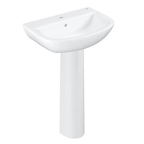 Grohe Bau 600mm 1TH Basin + Full Pedestal 1 Grohe Bau 600mm 1TH Basin + Full Pedestal