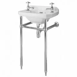 Bayswater Fitzroy 515mm 2TH Cloakroom Basin & Chrome Wash Stand
