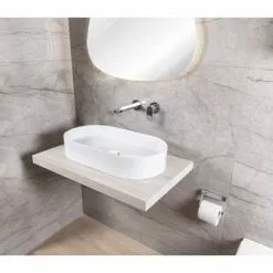 BagnoDesign Teatro Oval White 650 x 350mm Countertop Basin -Cheap Basins Store BDS CIR 102 WH D4 460