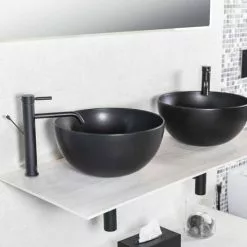 BagnoDesign Matt Black Koy 400mm Round Countertop Basin 9 BagnoDesign Matt Black Koy 400mm Round Countertop Basin -Cheap Basins Store BDS KOY 702 MB D3 460