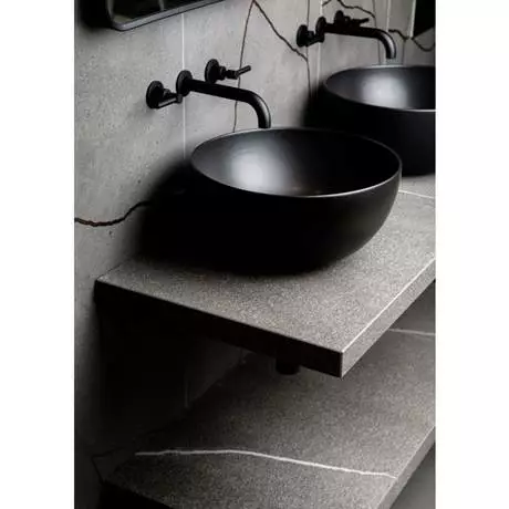 BagnoDesign Matt Black Koy 400mm Round Countertop Basin 5 BagnoDesign Matt Black Koy 400mm Round Countertop Basin - Image 5