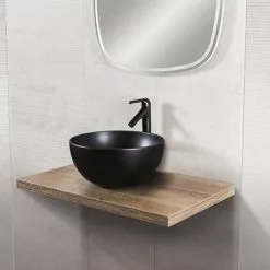 BagnoDesign Matt Black Koy 400mm Round Countertop Basin