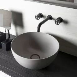 BagnoDesign Matt Grey Koy 400mm Round Countertop Basin 9 BagnoDesign Matt Grey Koy 400mm Round Countertop Basin -Cheap Basins Store BDS KOY 702 MGY D3 460