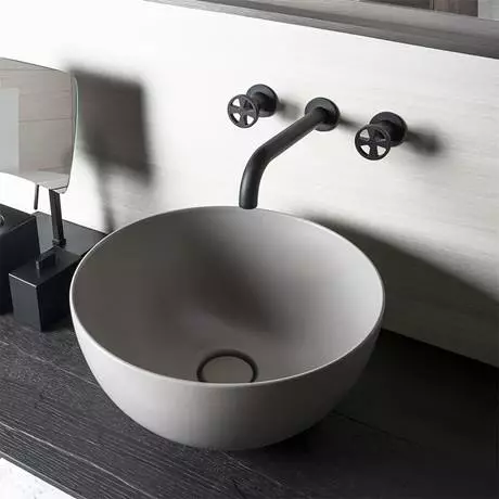 BagnoDesign Matt Grey Koy 400mm Round Countertop Basin 4 BagnoDesign Matt Grey Koy 400mm Round Countertop Basin - Image 4