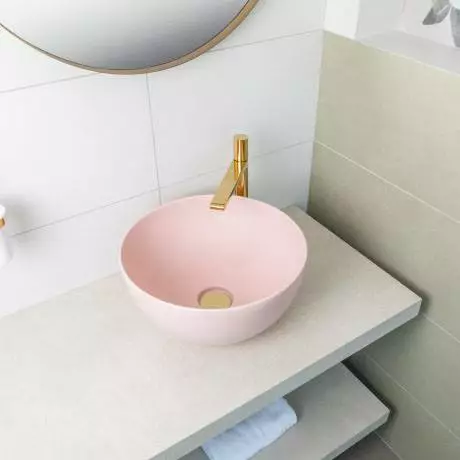 BagnoDesign Matt Pink Koy 400mm Round Countertop Basin 3 BagnoDesign Matt Pink Koy 400mm Round Countertop Basin - Image 3