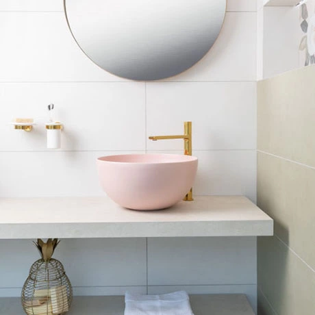 BagnoDesign Matt Pink Koy 400mm Round Countertop Basin 1 BagnoDesign Matt Pink Koy 400mm Round Countertop Basin