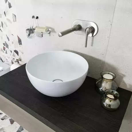 BagnoDesign Gloss White Koy 400mm Round Countertop Basin 4 BagnoDesign Gloss White Koy 400mm Round Countertop Basin - Image 4