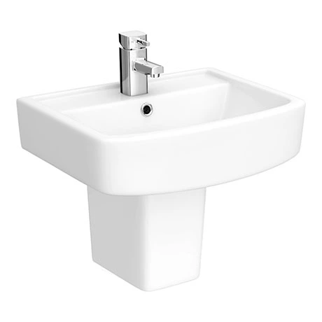 Brooklyn Modern Square Basin & Semi Pedestal (520mm Wide - 1 Tap Hole) 1 Brooklyn Modern Square Basin & Semi Pedestal (520mm Wide - 1 Tap Hole)