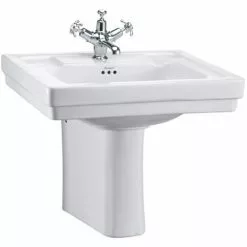 Burlington Contemporary Medium Basin and Semi Pedestal - Various Tap Hole Options