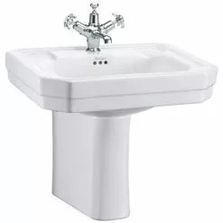 Burlington Victorian Medium Basin and Semi Pedestal - Various Tap Hole Options