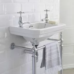Burlington Victorian Medium Basin & Chrome Wash Stand - Various Tap Hole Options 5 Burlington Victorian Medium Basin & Chrome Wash Stand - Various Tap Hole Options -Cheap Basins Store BUR B2T22A D2 460