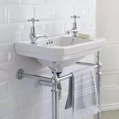Burlington Victorian Medium Basin & Chrome Wash Stand - Various Tap Hole Options 3 Burlington Victorian Medium Basin & Chrome Wash Stand - Various Tap Hole Options - Image 3