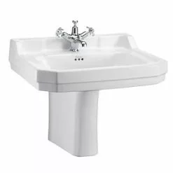 Burlington Edwardian Large Basin and Semi Pedestal - Various Tap Hole Options