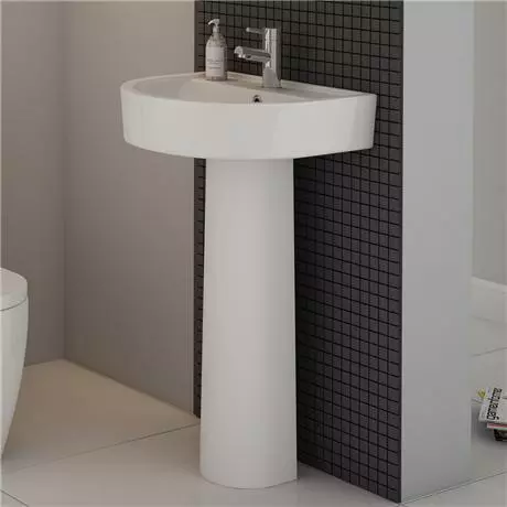 Marino 520mm Round Basin 1TH with Full Pedestal 2 Marino 520mm Round Basin 1TH with Full Pedestal - Image 2