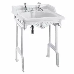 Cheap Basins Store 24 Burlington Classic 65cm Invisible Overflow Basin with White Aluminium Wash Stand