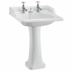 Burlington Classic Square 65cm Basin with Invisible Overflow/Waste & Pedestal