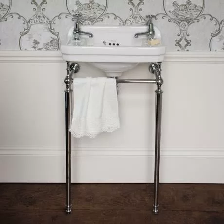 Burlington Cloakroom 515mm 2TH Edwardian Basin & Chrome Wash Stand 2 Burlington Cloakroom 515mm 2TH Edwardian Basin & Chrome Wash Stand - Image 2