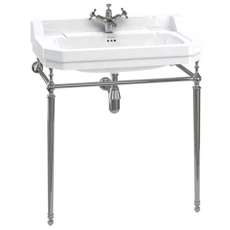 Burlington Edwardian 80cm Basin and Chrome Wash Stand - Various Tap Hole Options 1 Burlington Edwardian 80cm Basin and Chrome Wash Stand - Various Tap Hole Options