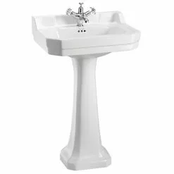 Burlington Edwardian Medium Basin and Regal Pedestal - Various Tap Hole Options