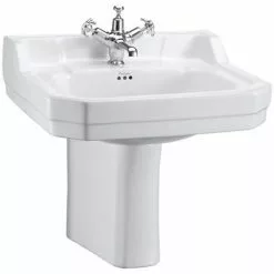 Burlington Edwardian Medium Basin and Semi Pedestal - Various Tap Hole Options