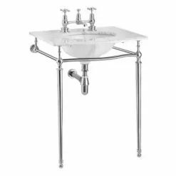 Burlington Georgian Carrara Marble Basin with Chrome Wash Stand -Cheap Basins Store Burlington Georgian Carrara Marble Basin with Chrome Wash Stand d2 460