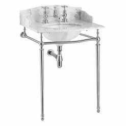 Cheap Basins Store 26 Burlington Georgian Carrara Marble Basin with Chrome Wash Stand