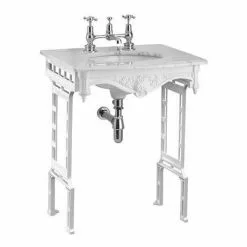Burlington Georgian Carrera Marble Basin with White Aluminium Wash Stand -Cheap Basins Store Burlington Georgian Carrera Marble Basin with White Aluminium Wash Stand d2 460