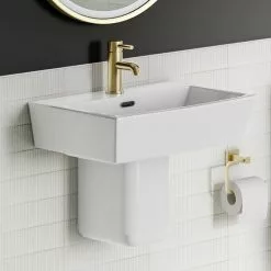 Cubo Basin + Semi Pedestal (520mm Wide - 1 Tap Hole)