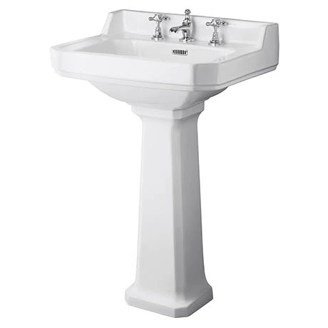 Old London Richmond Comfort Height Traditional 3TH Basin & Pedestal 1 Old London Richmond Comfort Height Traditional 3TH Basin & Pedestal