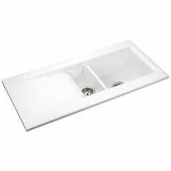 Rangemaster Nevada 1.5 Bowl Ceramic Kitchen Sink -Cheap Basins Store CNV2WH D2 460