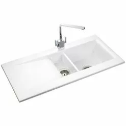 Rangemaster Nevada 1.5 Bowl Ceramic Kitchen Sink -Cheap Basins Store CNV2WH D3 460