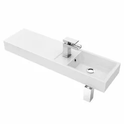 Valencia 800mm Wall Hung Polymarble Basin with Integrated Shelf