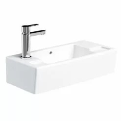 Britton Bathrooms - Narrow Cloakroom Washbasin - Left or Right Handed Option