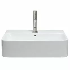 Crosswater Navona Gloss White Square Wall Mounted / Counter Top Basin - 1 Tap Hole