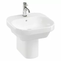 Britton Bathrooms Curve2 450mm 1TH Basin with Semi Pedestal