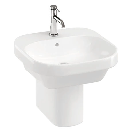 Britton Bathrooms Curve2 450mm 1TH Basin with Semi Pedestal 1 Britton Bathrooms Curve2 450mm 1TH Basin with Semi Pedestal