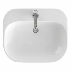 Britton Bathrooms Curve2 550mm 1TH Basin with Full Pedestal -Cheap Basins Store CU50SPED D1 460 1
