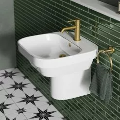 Britton Bathrooms Curve2 550mm 1TH Basin with Semi Pedestal 5 Britton Bathrooms Curve2 550mm 1TH Basin with Semi Pedestal -Cheap Basins Store CU50SPED D2 460