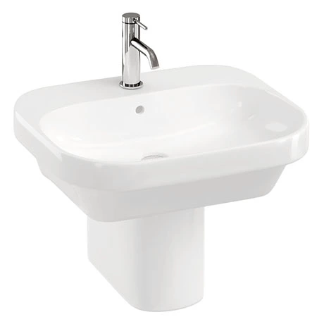Britton Bathrooms Curve2 550mm 1TH Basin with Semi Pedestal 1 Britton Bathrooms Curve2 550mm 1TH Basin with Semi Pedestal